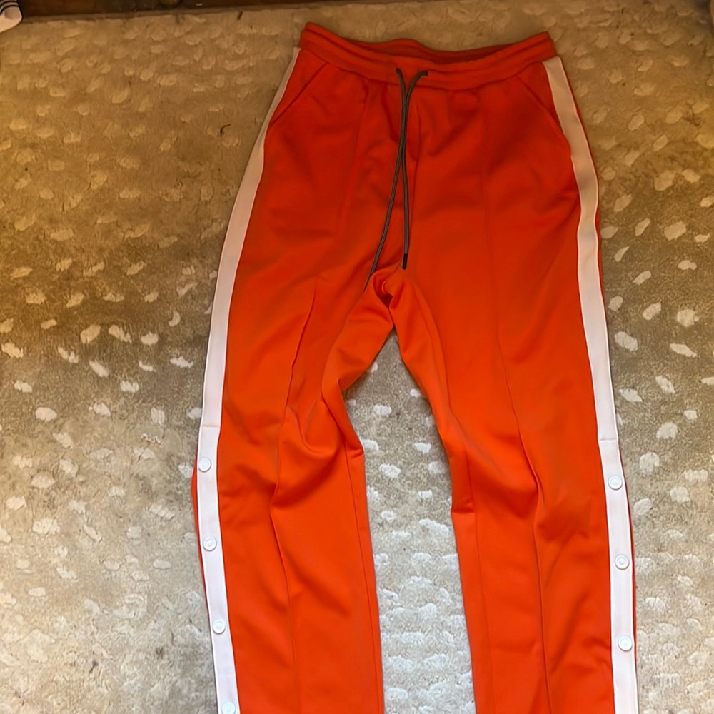 orange hunter track pants